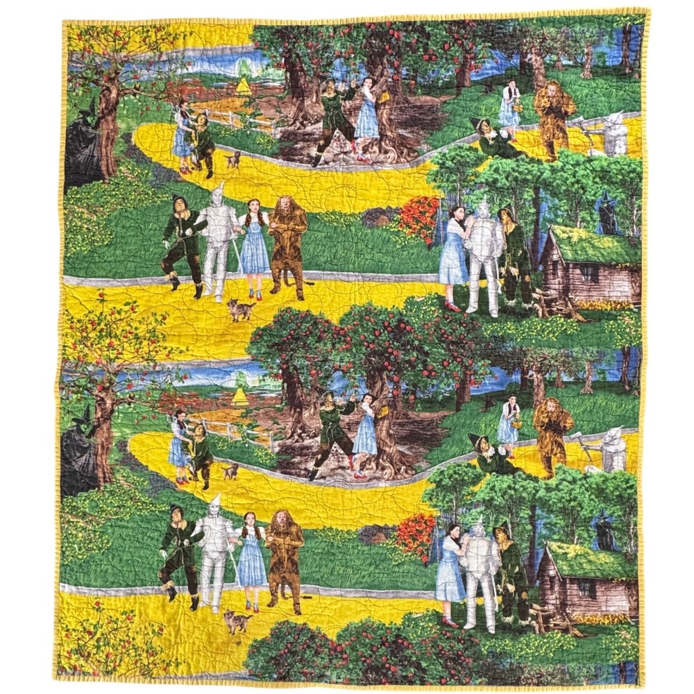Handmade Wizard of Oz Quilt Blanket Dorothy Toto Tin Man Scarecrow Lion 46x40